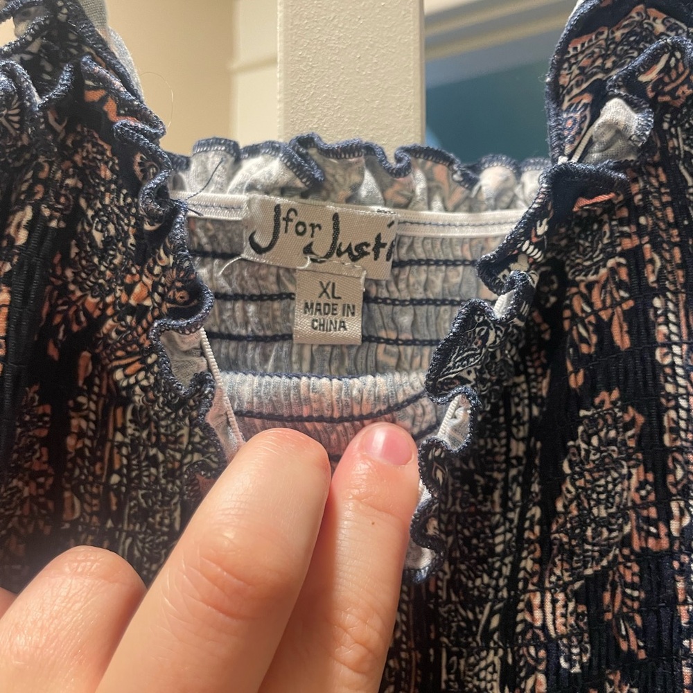 J for Just Black and Pink Patterned Top